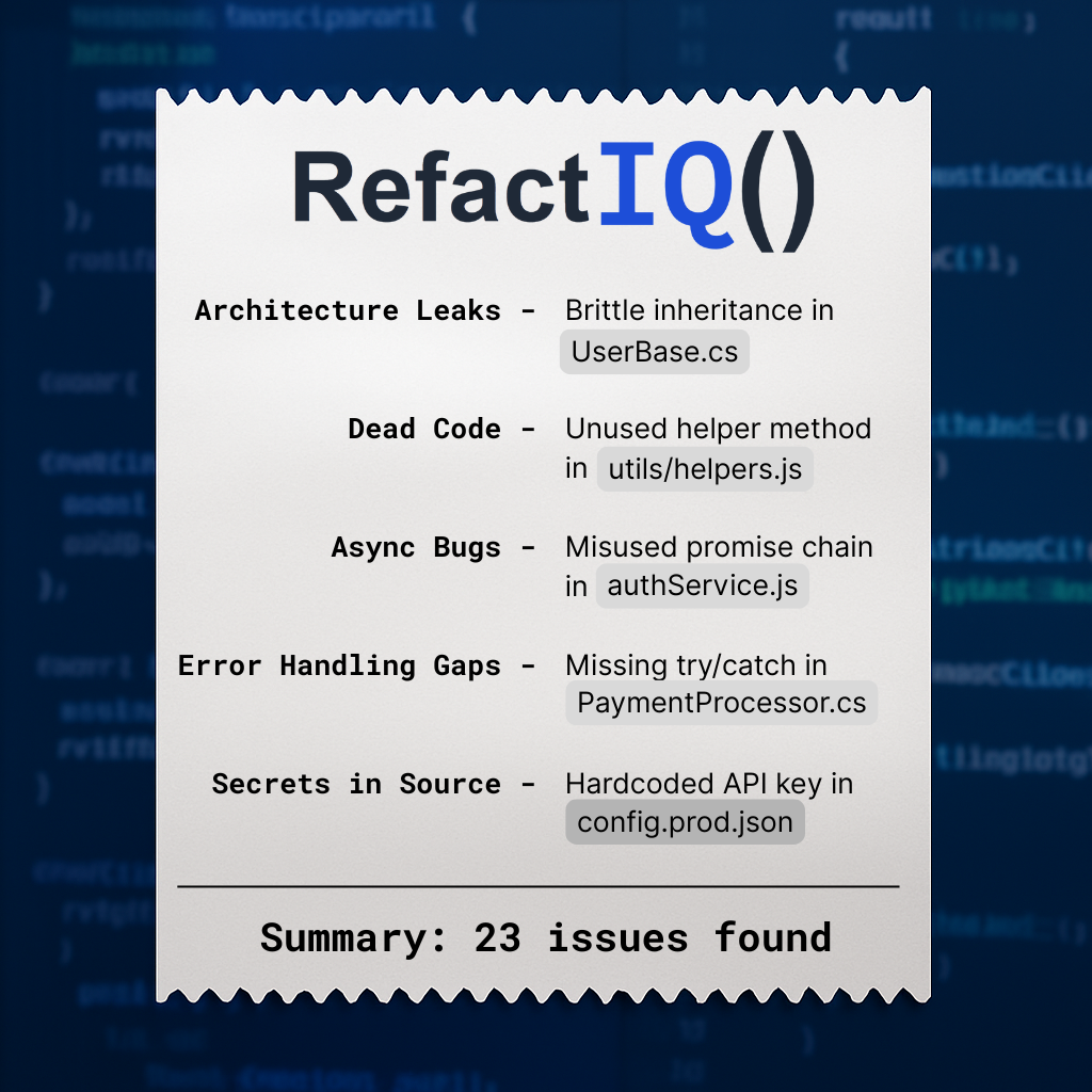 RefactIQ preview
